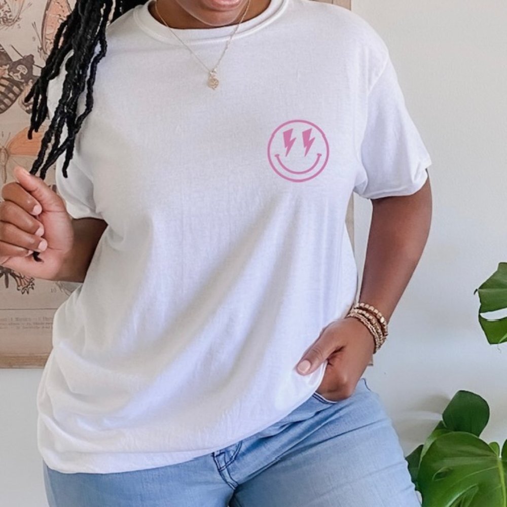 Stylish "Smile" Crew Neck Short Sleeve Tee Shirt